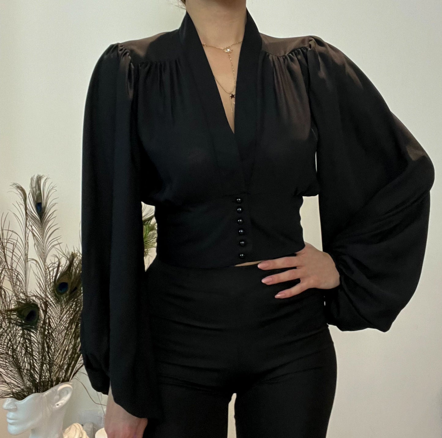 Heda Black Long Sleeve Top - heda collection