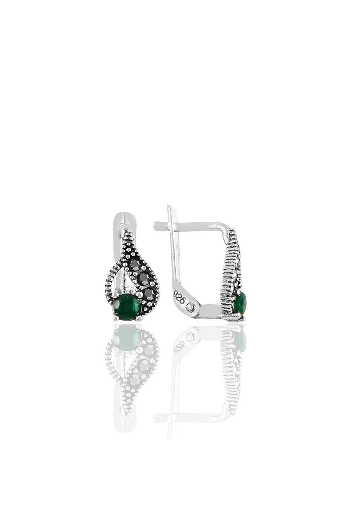 Heda Root Emerald Stone Drop Model Earrings - heda collection