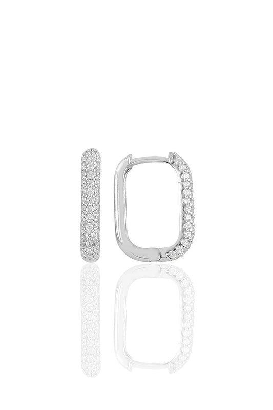 Heda Silver Square Shape Earrings - heda collection