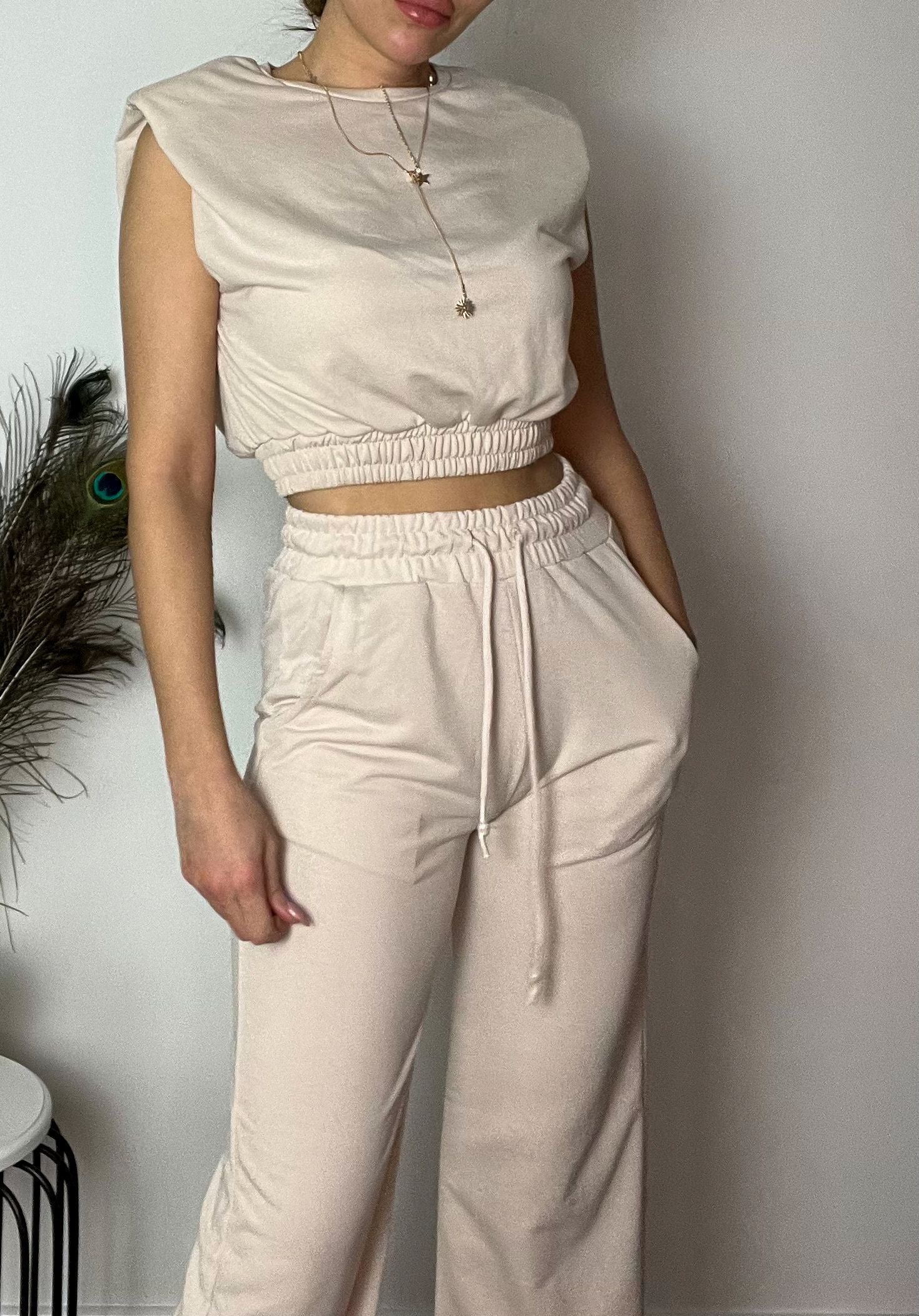 Heda Cream Track Pants - heda collection