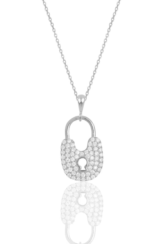 Heda Silver Lock Necklace - heda collection